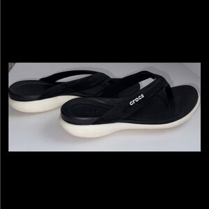 CROCS Women's Black Sandals with White Sole